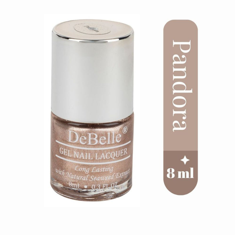 DeBelle Gel Nail Lacquer Pandora - (Blush Rose Gold Glitter Nail Polish), 8ml