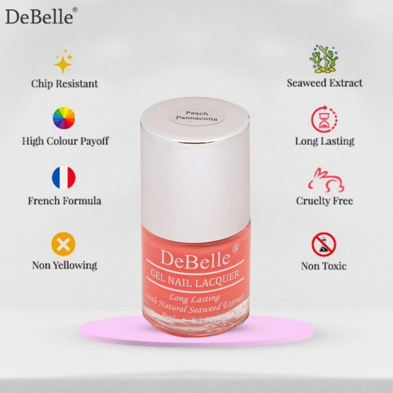 DeBelle Gel Nail Lacquer Peach Pannacotta (Creamy Peach), 8ml - DeBelle Cosmetix Online Store