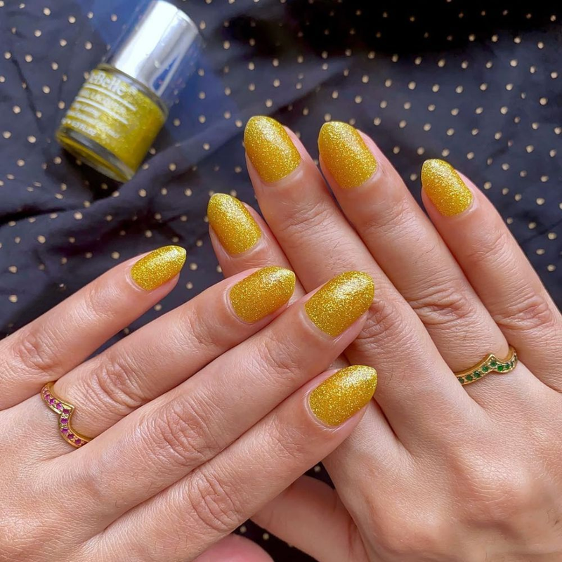 DeBelle Gel Nail Lacquer Pegasus - (Lime Yellow with Gold Glitter Nail Polish), 8ml