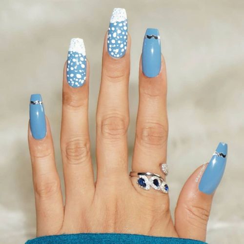 The beauty of nail art with DeBelle gel nail color Persian Blue the pastel Blue shade. Available at Debelle Cosmetix online store.
