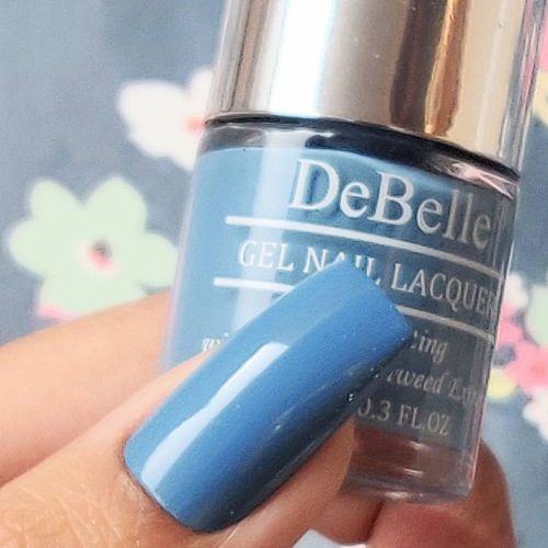 A pastel blue-DeBelle gel nail color Persian Blue.Shop onlineat DeBelle Cosmetix online store.