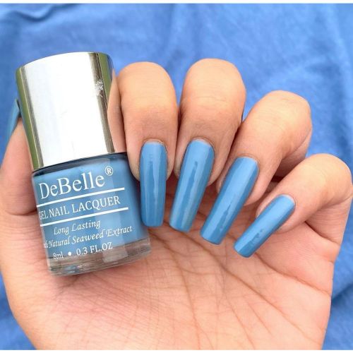 A pastel blue you will love DeBelle gel nail color Persian Blue. Available at DeBelle Cosmetix online store.
