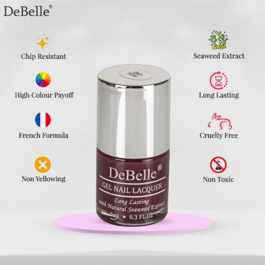 DeBelle Gel Nail Lacquers Combo of 3 Peony Blossom (Light Nude), Victorian Beige (Beige) & Plum Toffee (Burgundy) , 24 ml