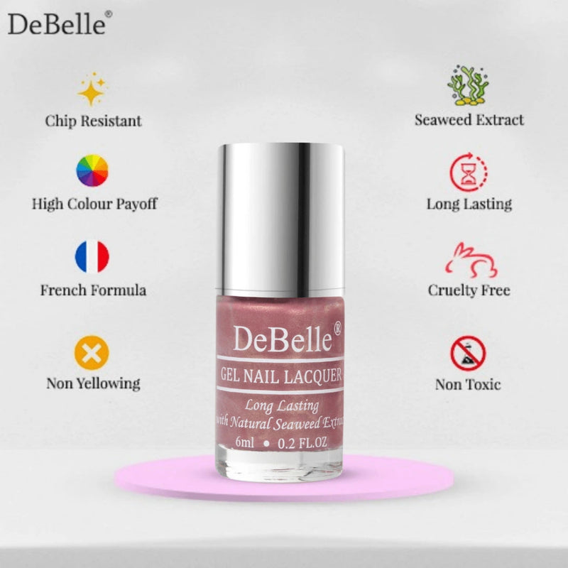 DeBelle Gel Nail Lacquer Poise Nicole (Shimmer Dark Mauve Nail Polish), 6 ml