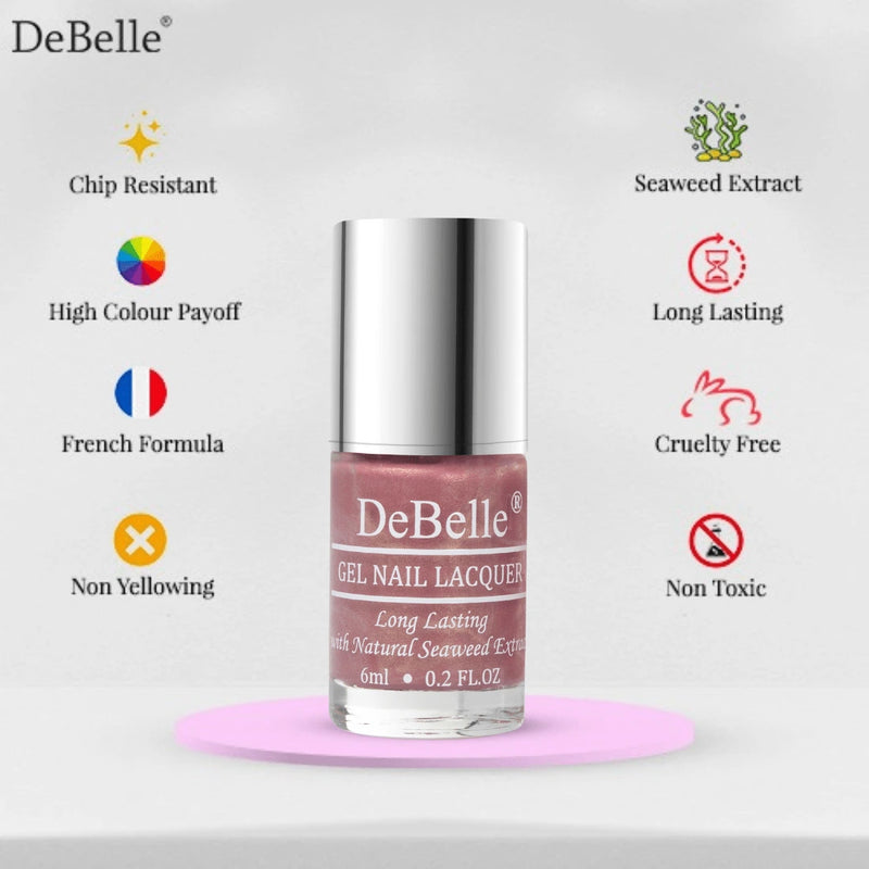 DeBelle Gel Nail Lacquer Poise Nicole (Shimmer Dark Mauve Nail Polish), 6 ml