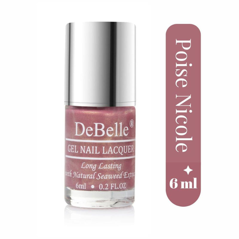 DeBelle Gel Nail Lacquer Poise Nicole (Shimmer Dark Mauve Nail Polish), 6 ml