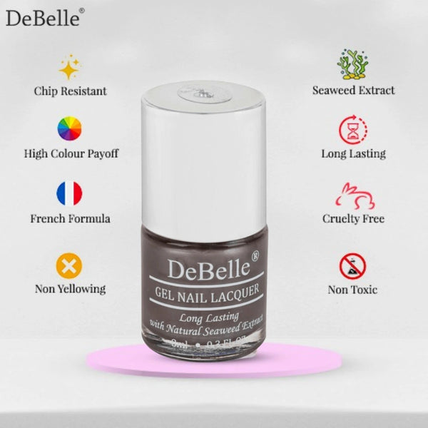 DeBelle Gel Nail Lacquer Polaris - (Metallic Grey Nail Polish), 8ml