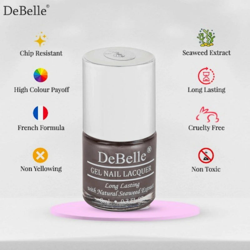 DeBelle Gel Nail Lacquer Polaris - (Metallic Grey Nail Polish), 8ml