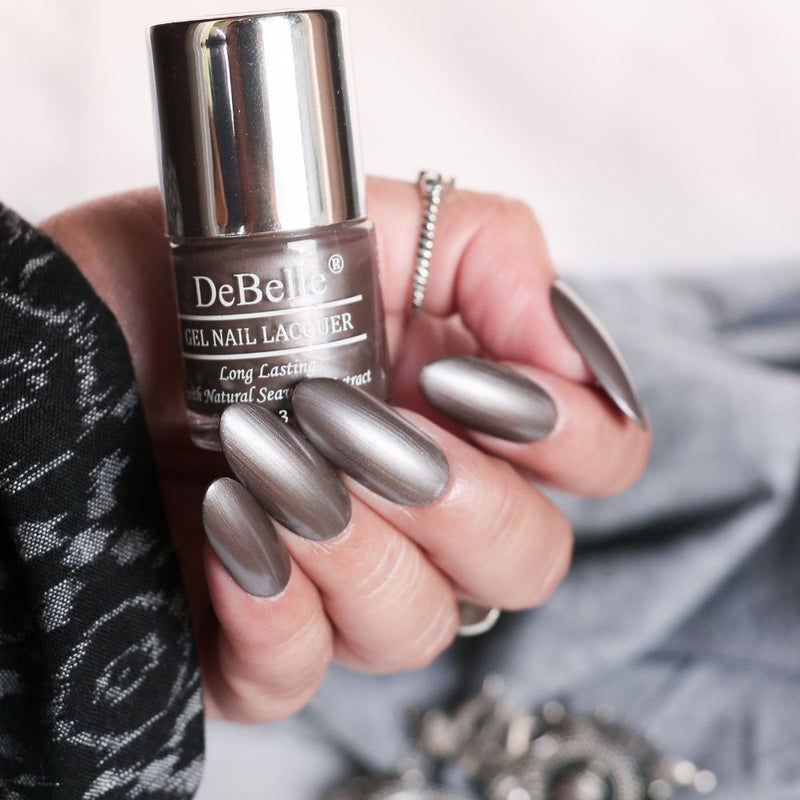 DeBelle Gel Nail Lacquer Polaris - (Metallic Grey Nail Polish), 8ml