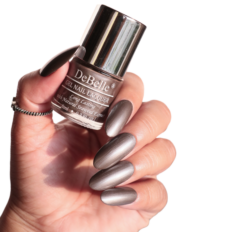 DeBelle Gel Nail Lacquer Polaris - (Metallic Grey Nail Polish), 8ml