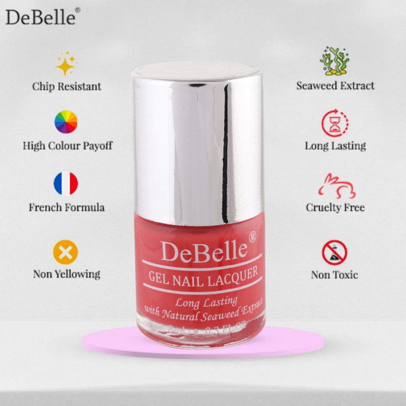 DeBelle Gel Nail Lacquer Princess Belle - (Orange Red Nail Polish), 8ml - DeBelle Cosmetix Online Store