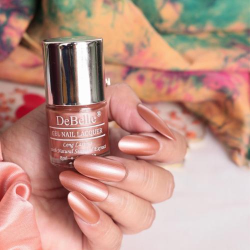 DeBelle Gel Nail Lacquer Roseate Gold - (Metallic Rose Gold Nail Polish), 8ml