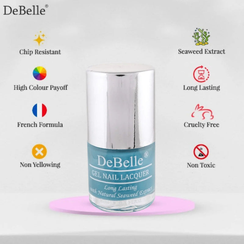 DeBelle Gel Nail Lacquer Royale Cocktail - (Turquoise Blue Nail Polish), 8ml