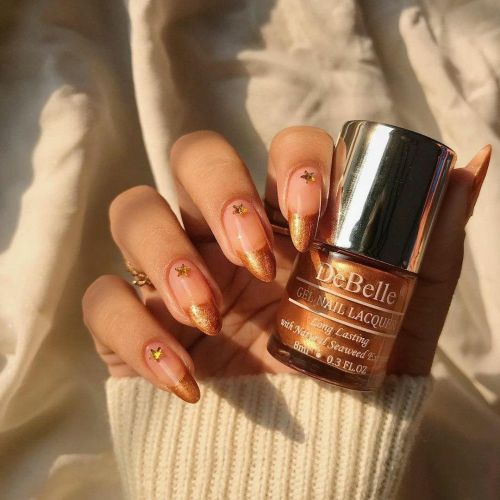 Nail art looks pretty with DeBelle gel nail color Rustique Copper. Available at DeBelle Cosmetix online store.