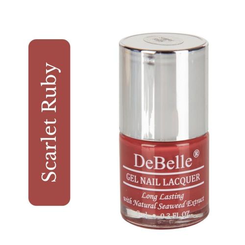 DeBelle Gel Nail Lacquers Combo of 3 Choco Latte, Scarlet Ruby and Copper Glaze - 8 ml each