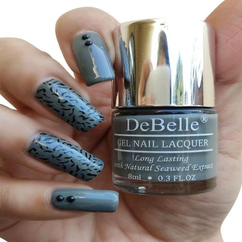 DeBelle Gel Nail Lacquer Slate Stone (Slate Grey Nail Polish), 8ml