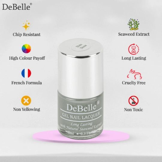 DeBelle Gel Nail Lacquer Slate Stone (Slate Grey Nail Polish), 8ml - DeBelle Cosmetix Online Store
