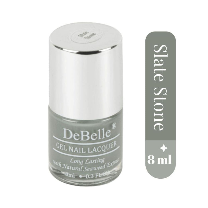 DeBelle Gel Nail Lacquer Slate Stone (Slate Grey Nail Polish), 8ml