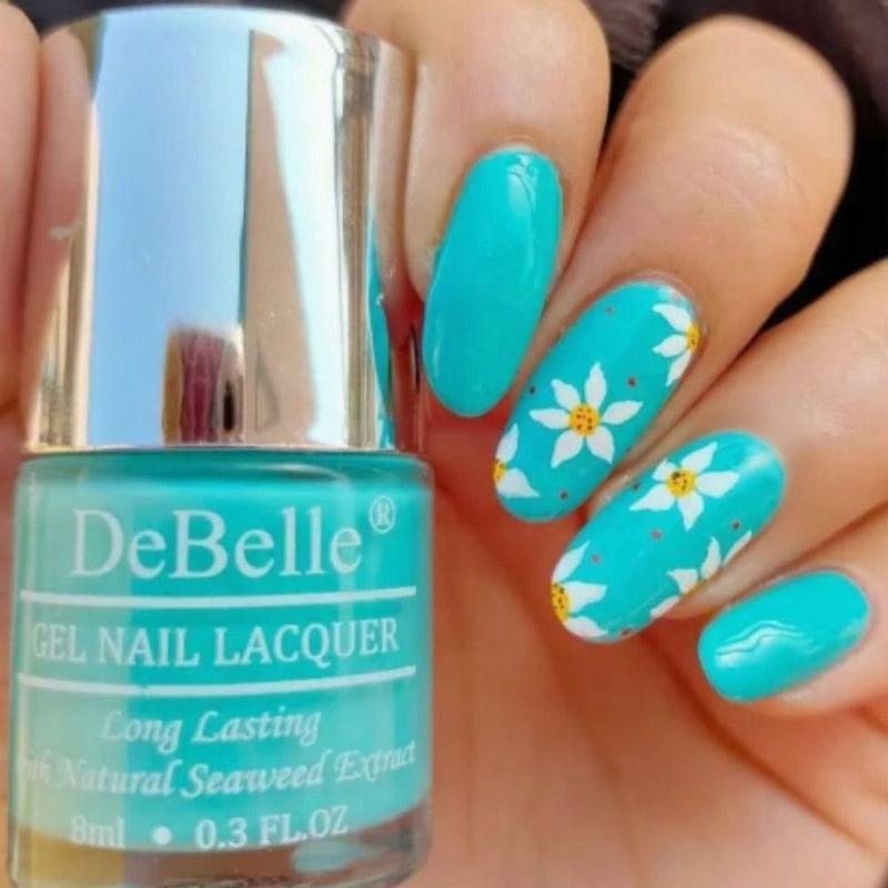 DeBelle Gel Nail Lacquers Combo of 3 Tahiti Teal , Roseate Gold ,De' Carnation - 8 ml each