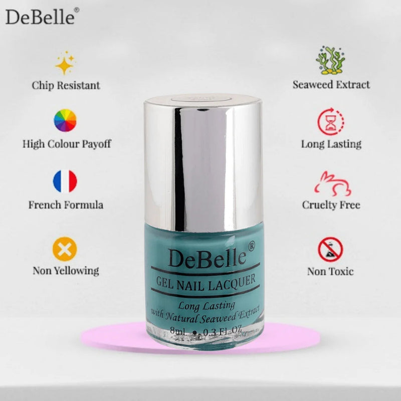 DeBelle Gel Nail Lacquer Tahiti Teal - (Teal Blue Nail Polish), 8ml