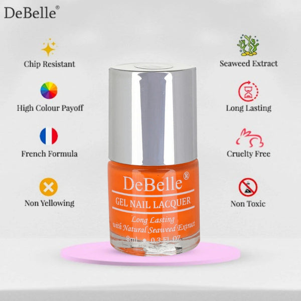 DeBelle Gel Nail Lacquer Tangerine Sheen - (Carrot Orange Nail Polish), 8ml