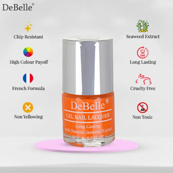 DeBelle Gel Nail Lacquer Tangerine Sheen - (Carrot Orange Nail Polish), 8ml