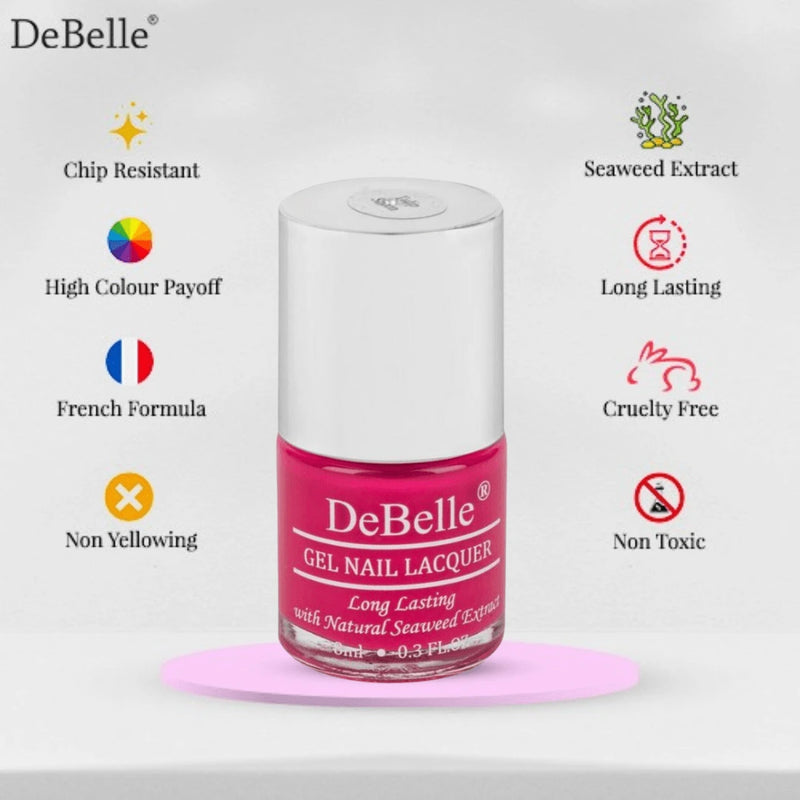 DeBelle Gel Nail Lacquer Tulip Sheen - (Viva Magenta Nail Polish), 8ml