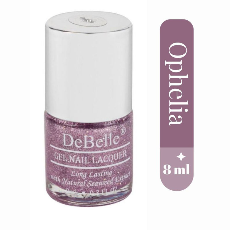 DeBelle Gel Nail Lacquer Ophelia - (Lavender with Holo Glitter Nail Polish), 8ml