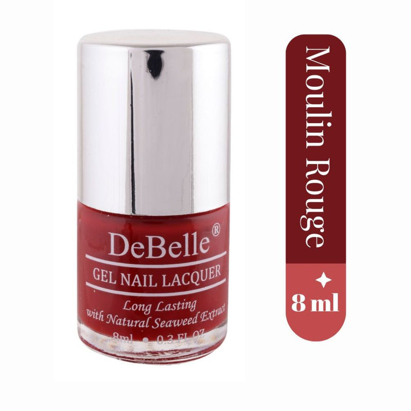 DeBelle Gel Nail Lacquer Moulin Rouge - (Dark Red Nail Polish), 8ml