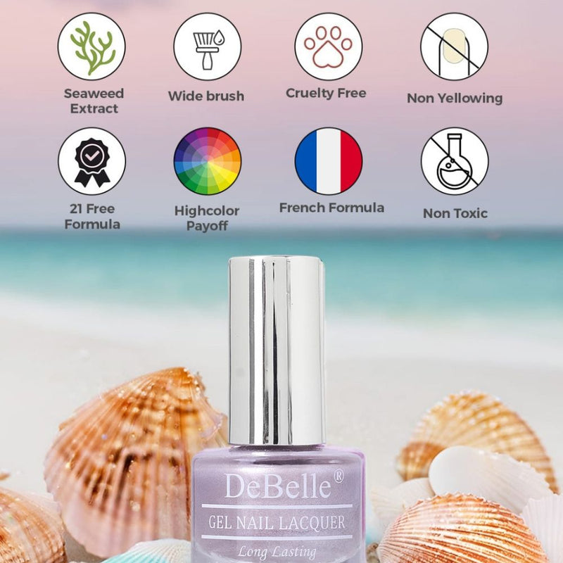 DeBelle Gel Nail Lacquer Little Mermaid(Metallic Pearl Pink with Silver), 8ml