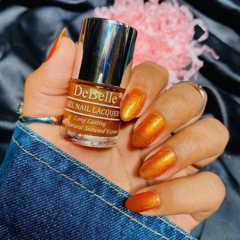 DeBelle Gel Nail Lacquer Aurora - (Amber with Copper Orange Glitter Nail Polish) 8ml