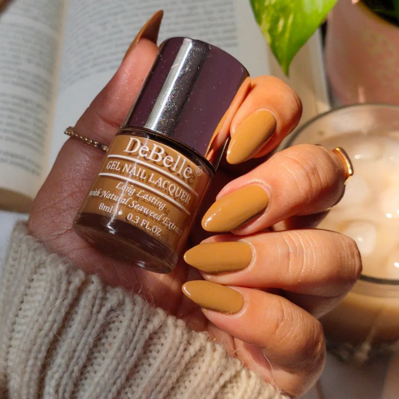 DeBelle Gel Nail Lacquer Caramel Auburn(Caramel Brown Nail Polish), 8ml