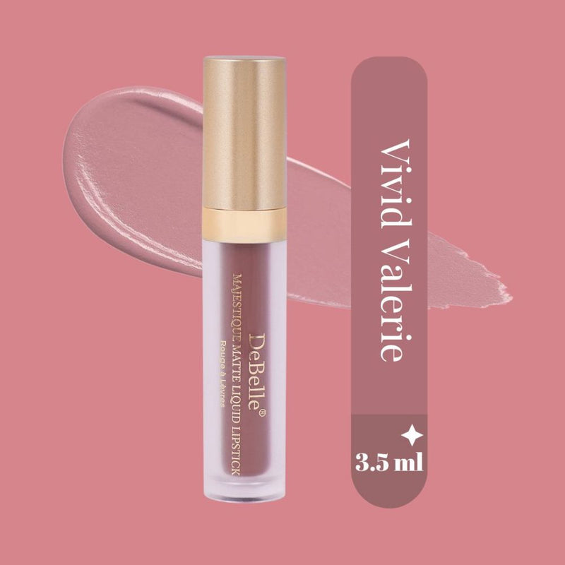 DeBelle Majestique Matte Liquid Lipstick Vivid Valerie(Dusty Pink), 3.5 ml