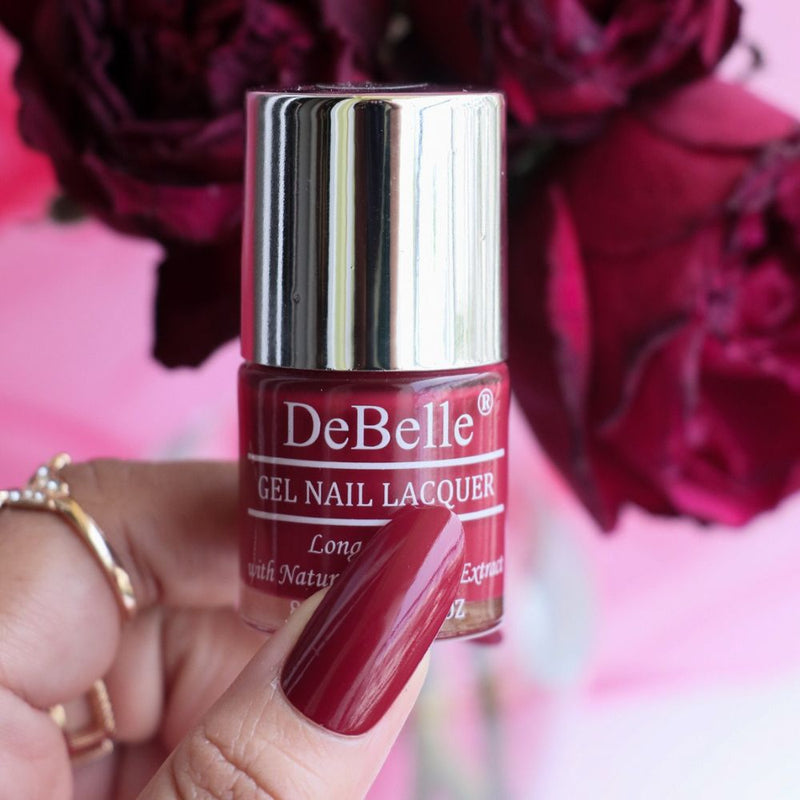 DeBelle Gel Nail Lacquer Merlot Rose (Wine Red Nail Polish), 8ml - DeBelle Cosmetix Online Store