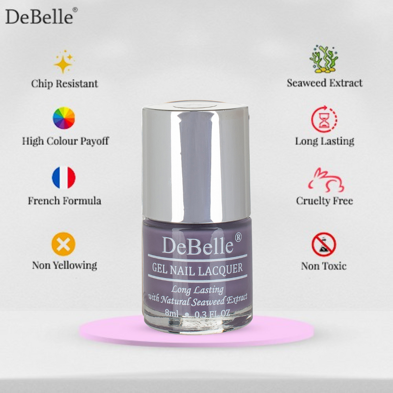 DeBelle Gel Nail Lacquers combo of 5  - Blueberry Passionfruit Pastels