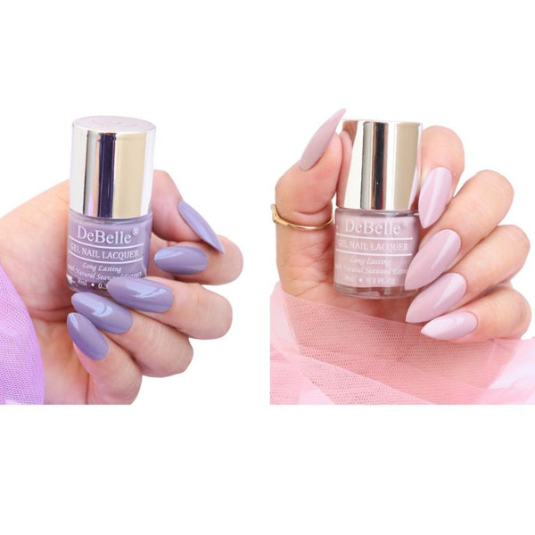 DeBelle Gel Nail Lacquers Combo of 2(Viola Dew, Vintage Frost)