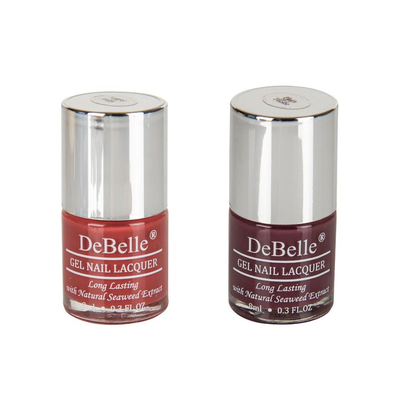 DeBelle Gel Nail Lacquers Combo of 2(Scarlet Ruby,Plum Toffee)