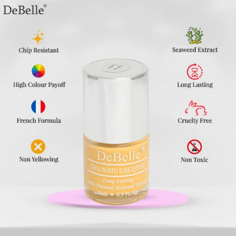 DeBelle Gel Nail Lacquer Yellow Topaz - (Mustard Yellow Nail Polish), 8ml