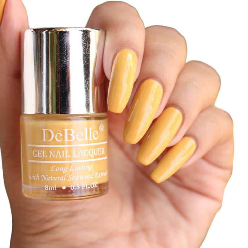 DeBelle Gel Nail Lacquer Yellow Topaz - (Mustard Yellow Nail Polish), 8ml