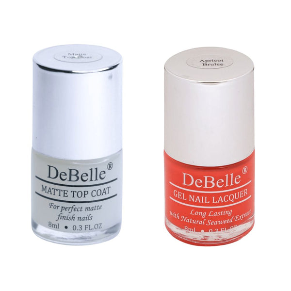 DeBelle Gel Nail Lacquer Apricot Brulee & Matte Top Coat Combo