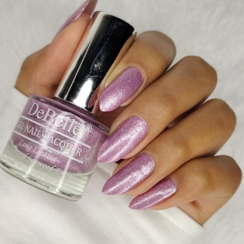 DeBelle Gel Nail Lacquer Adorable Amelia(Purple with Pink Glitter), 8ml