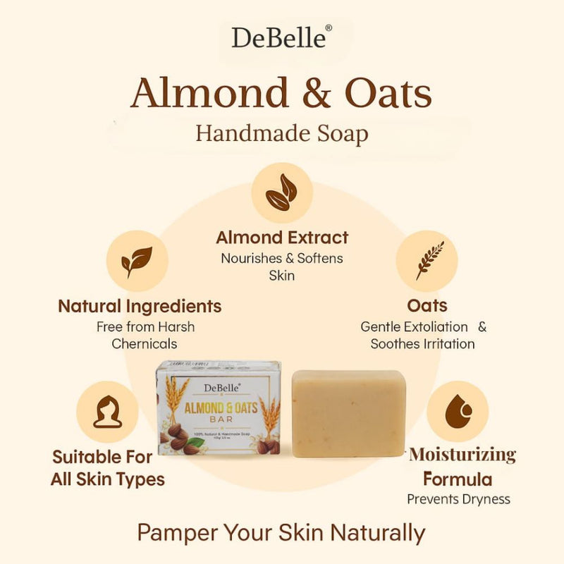DeBelle Handmade Soaps Combo ( Almond & Oats Bar, Shampoo Bar)