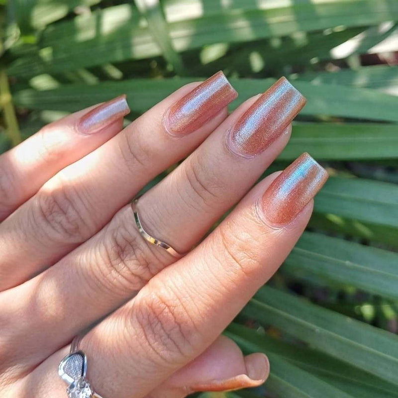 DeBelle Gel Nail Lacquer Ambitious Ariel(Brown with Shimmering Blue & Green Glitter), 8ml