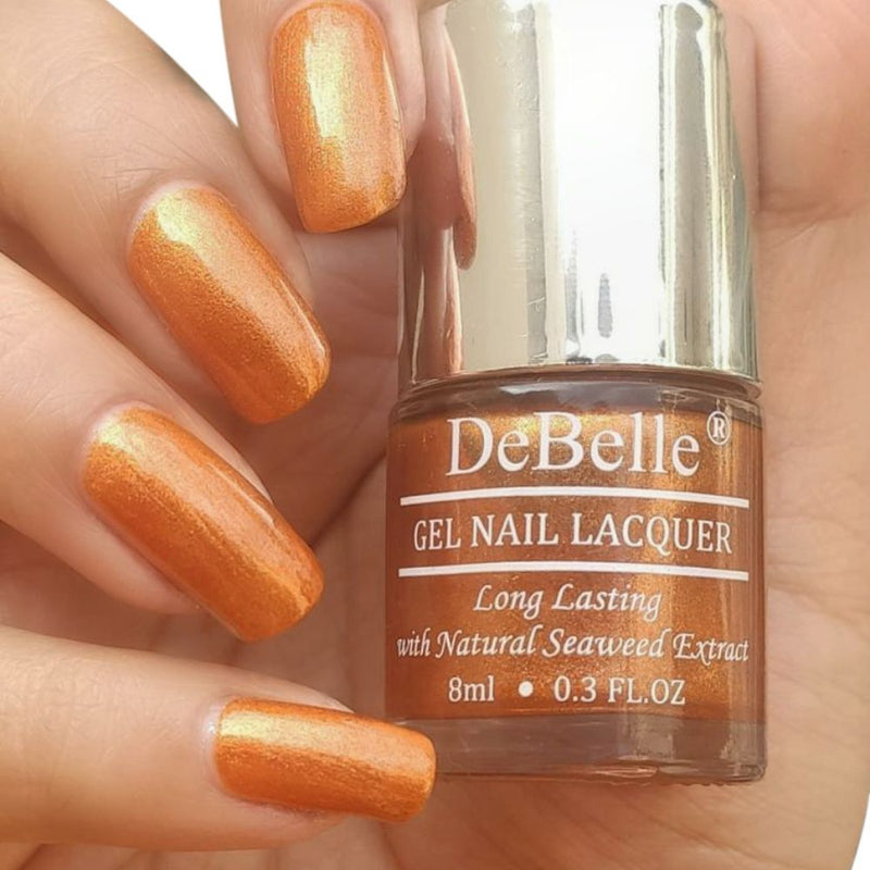 DeBelle Gel Nail Lacquer Aurora - (Amber with Copper Orange Glitter Nail Polish) 8ml