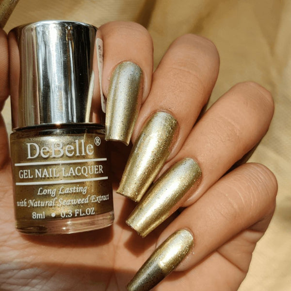 DeBelle Gel Nail Lacquer Canopus - (Beige Gold with Black Glitter Nail Polish), 8ml