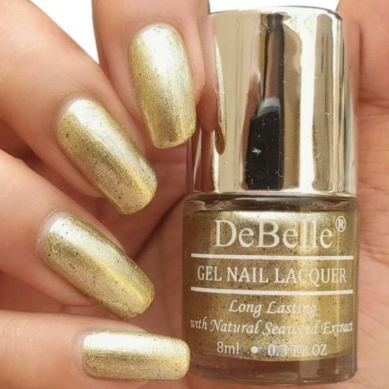 DeBelle Gel Nail Lacquer Canopus - (Beige Gold with Black Glitter Nail Polish), 8ml