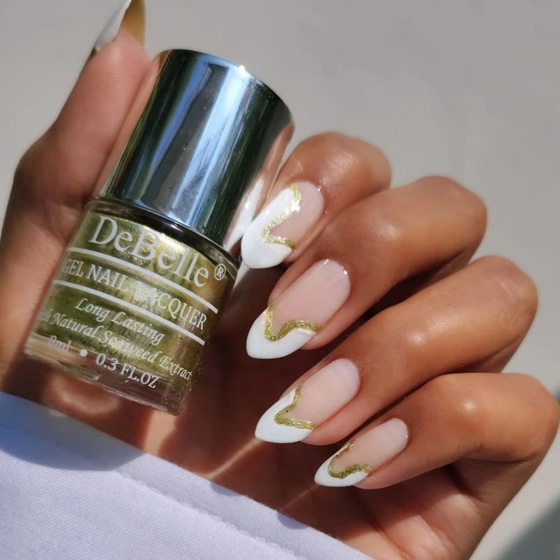 DeBelle Gel Nail Lacquer Canopus - (Beige Gold with Black Glitter Nail Polish), 8ml
