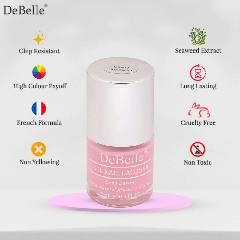 DeBelle Gel Nail Lacquer Cherry Macaron (Powder Pink Nail Polish), 8ml
