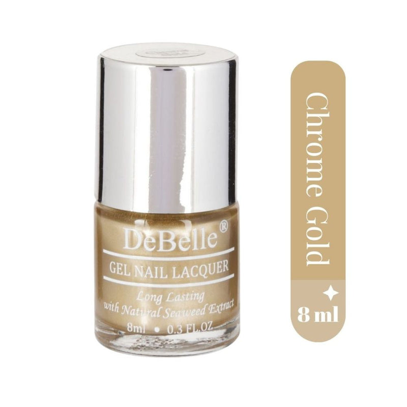 DeBelle Gel Nail Lacquer Chrome Gold - (Bright Gold Toned Chrome Nail Polish), 8ml