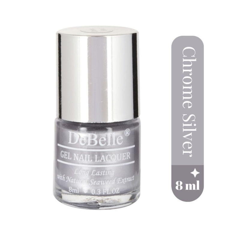 DeBelle Gel Nail Lacquer Chrome Silver - (Metallic Silver Nail Polish) , 8ml